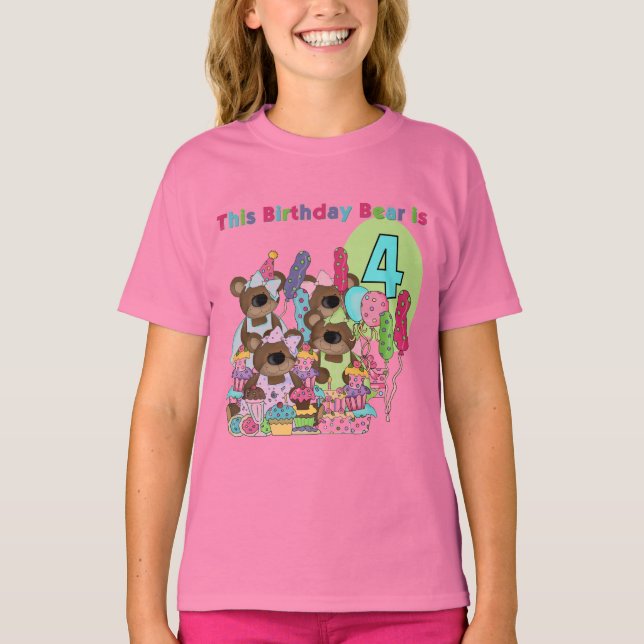 Fiesta de Oso de Teddy 4er cumpleaños camisetas y  (Anverso)