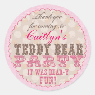 Fiesta De Oso De Teddy Gracias Pegatina - Rosa