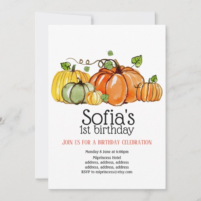 fiesta de otoño, calabaza, otoño, invitación (Anverso)