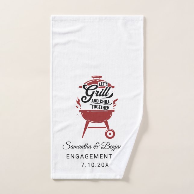 Fiesta de parrilla para compromiso de parejas (Toalla de mano)