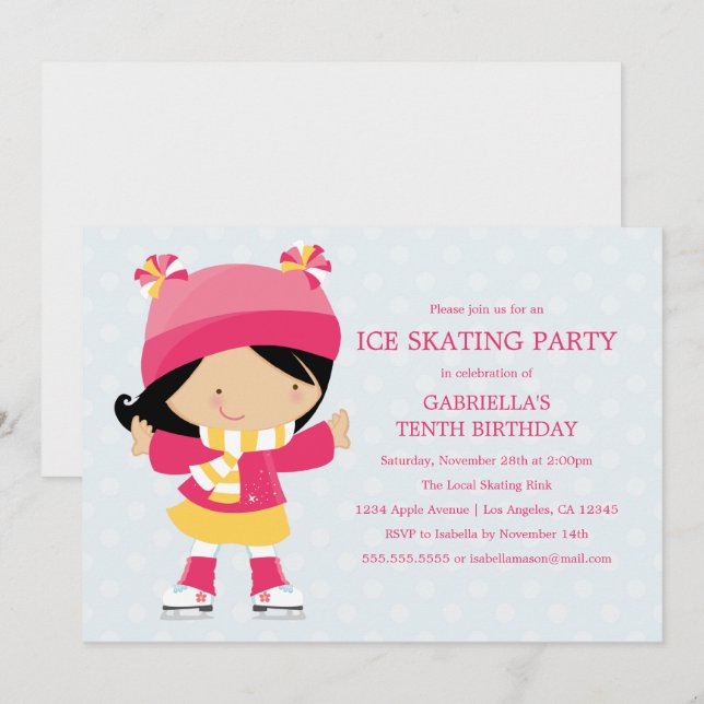 Fiesta de patinaje sobre hielo | Invitación a la f (Anverso / Reverso)