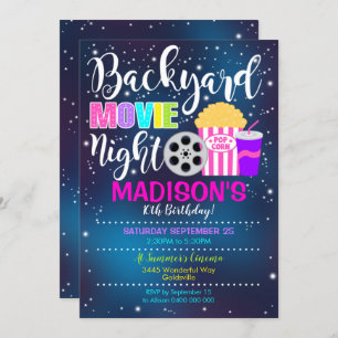 Fiesta de películas de invitaciones nocturnas de p