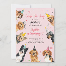Fiesta de perros de la invitación al cumpleaños de