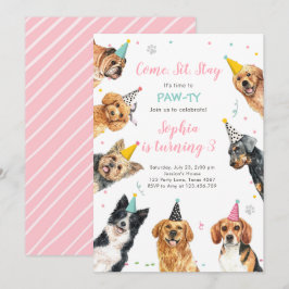 Fiesta de perros de la invitación al cumpleaños de
