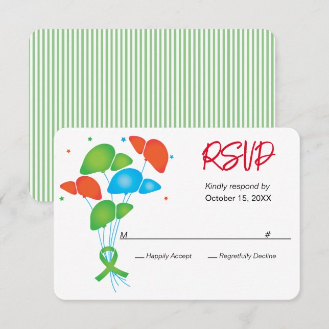 Fiesta de Personalizable de globos hepáticos RSVP (Anverso / Reverso)