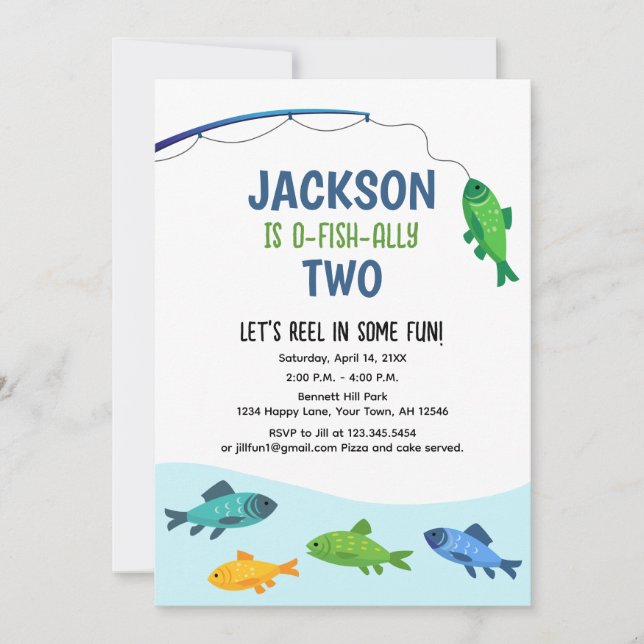 Fiesta de Pesca Invitación al Cumpleaños de Pescad (Anverso)