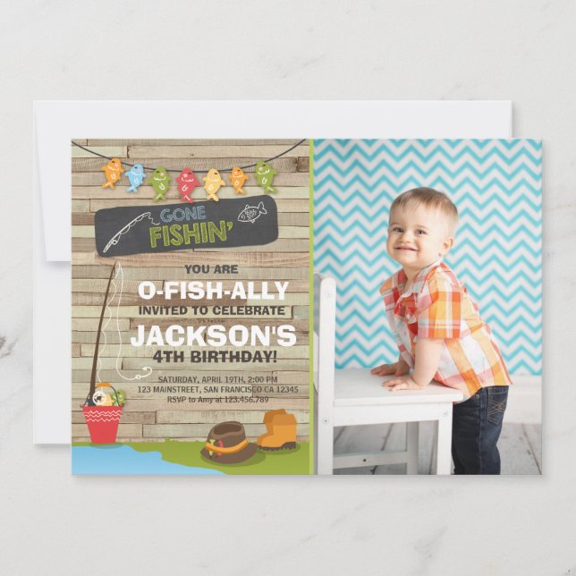 Fiesta de Pesca Pesquera de Madera Invitación de C (Anverso)