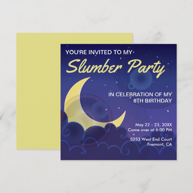 Fiesta de pijamas | Invitación de cumpleaños para  (Anverso / Reverso)