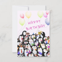 Fiesta de Pingüinos de la Tarjeta de Cumpleaños pa