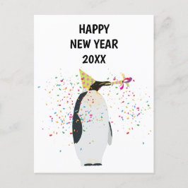 Fiesta de pingüinos - Tarjeta de Año Nuevo para fe