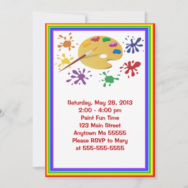 Fiesta de pintura de arte Invitación al cumpleaños (Anverso)