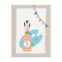 Fiesta de pintura de chicas Invitación a postales 