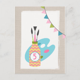 Fiesta de pintura de chicas Invitación a postales 