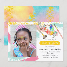 Fiesta de pintura de niño lindo invitación de cump