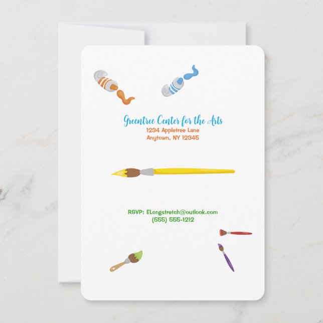 Fiesta de pintura para la invitación al Personaliz (Reverso)
