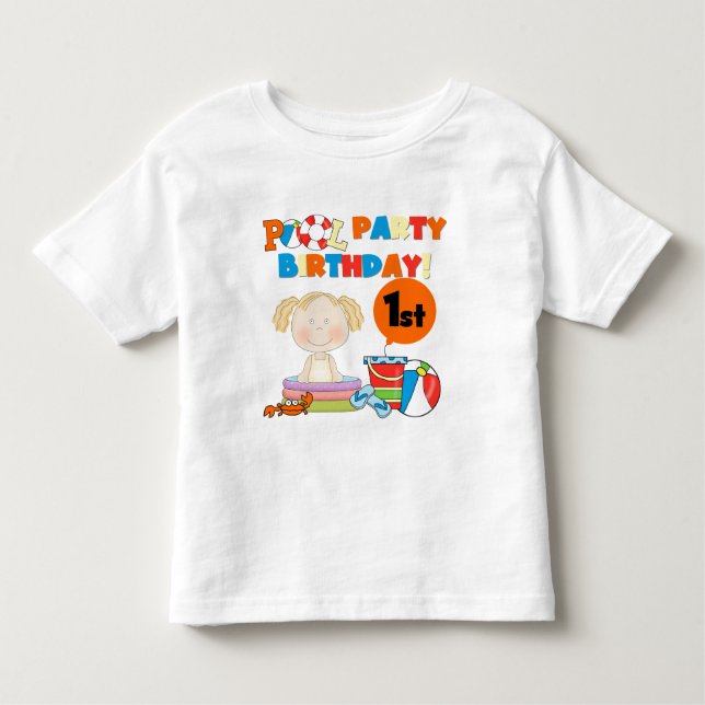 Fiesta de piscina camisetas de cumpleaños y regalo (Anverso)
