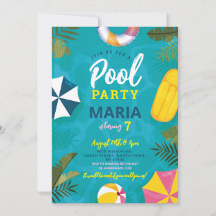 Fiesta de piscina flota Invitación a divertirse en