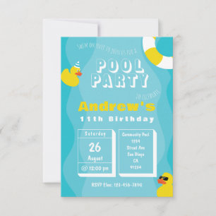 Fiesta de piscina - Invitación a fiesta de cumplea