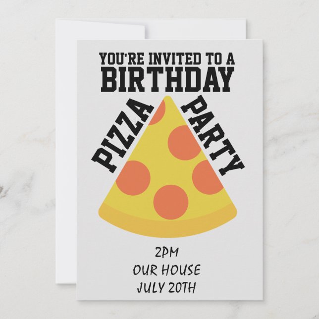 ¡FIESTA DE PIZZA DE CUMPLEAÑOS! INVITACIONES (Anverso)