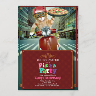 ¡Fiesta de pizza! Invitación a la entrega de gatos