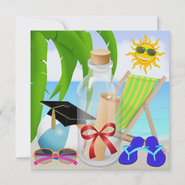 Fiesta de playa de graduación - Invitación en una  (Anverso)