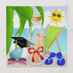 Fiesta de playa de graduación - Invitación en una 