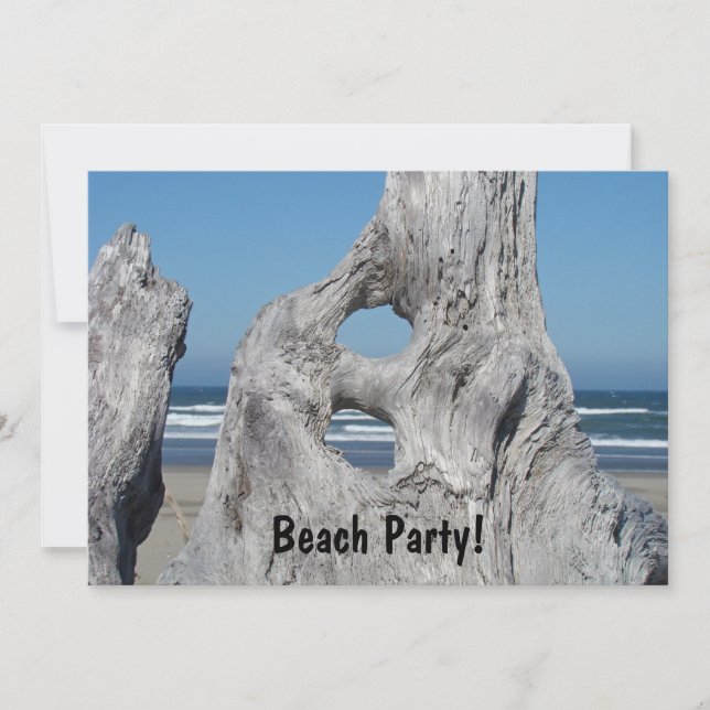 ¡Fiesta de playa! Invitaciones Driftwood Ocean Wav (Anverso)