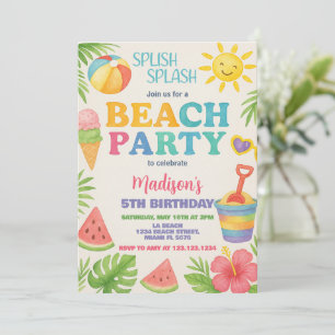 Fiesta de Playa Jugadora Invitación y Decoración d