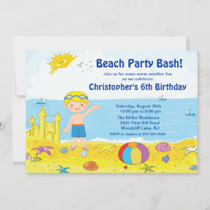 Fiesta de playa Natación Invitación al cumpleaños