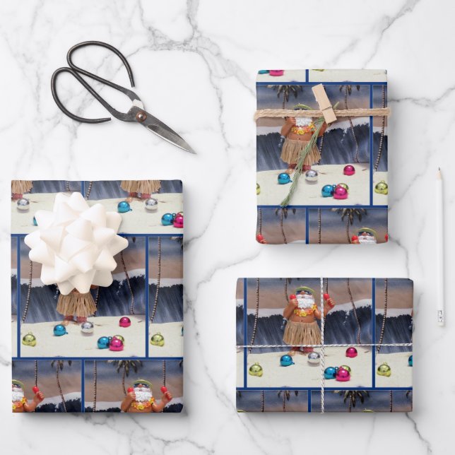 Fiesta de playa Santa Claus - Papel envuelto para  (Anverso)