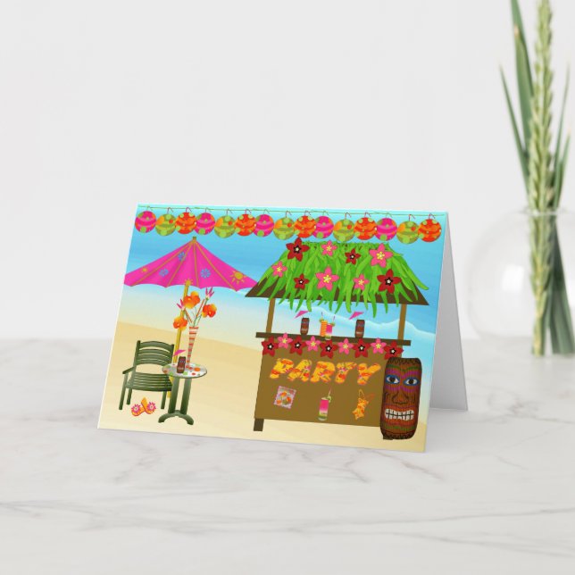 Fiesta de Playa Tropical con Tarjeta de Cumpleaños (Anverso)