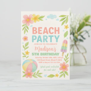 Fiesta de playa tropical invitaciones de cumpleaño