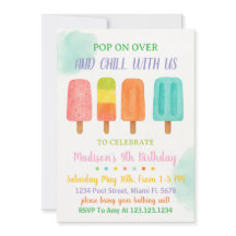 Fiesta de Popsicle colorido Invitación de cumpleañ