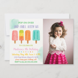 Fiesta de Popsicle colorido Invitación de cumpleañ
