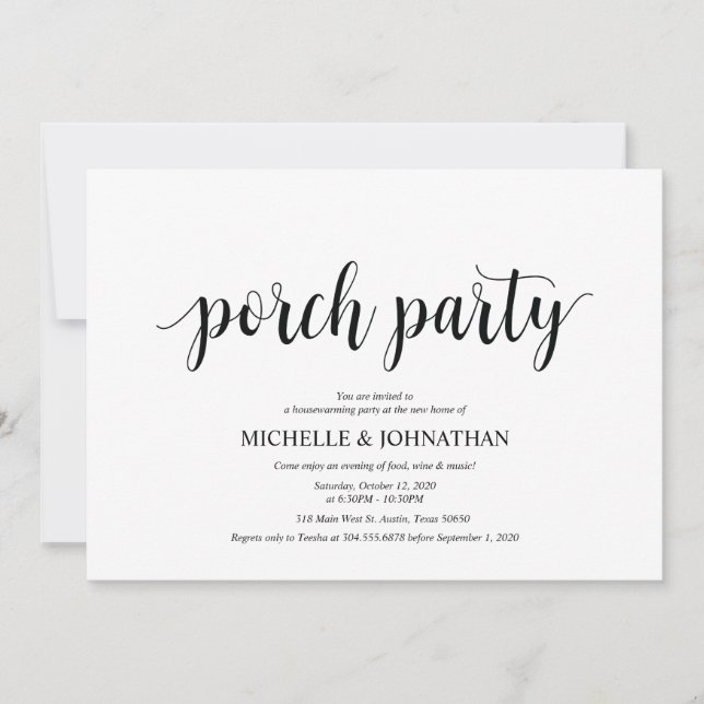 Fiesta de porche, tarjetas de invitación de fiesta (Anverso)