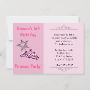 Fiesta de princesa rosa invitaciones de nacimiento