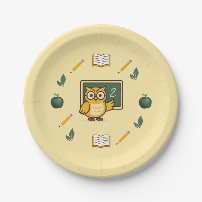 Fiesta de Profesor de Búho Plato de Papel (Anverso)