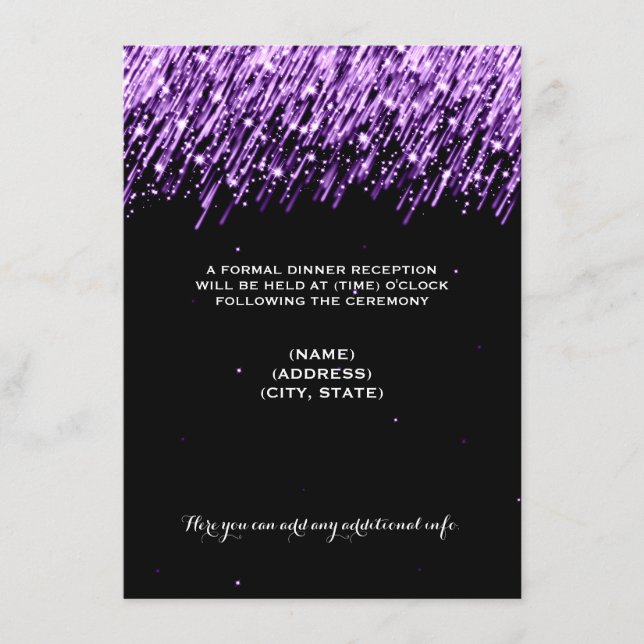 Fiesta de recepción de boda Estrellas Fugaces Púrp (Anverso)