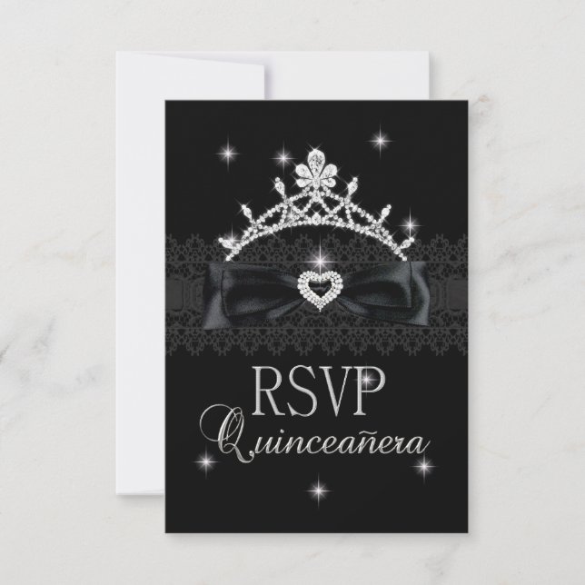 Fiesta de respuesta RSVP Lace negro (Anverso)