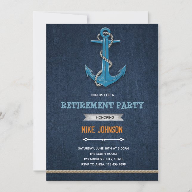 Fiesta de retiro náutico Invitación (Anverso)