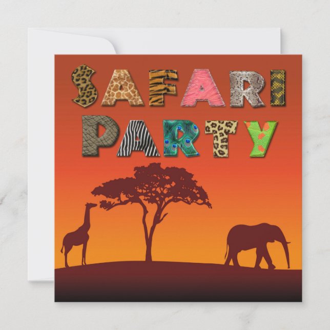 Fiesta de silueta de Safari Africano - Invitación (Anverso)