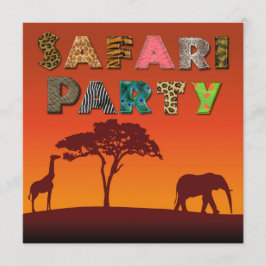 Fiesta de silueta de Safari Africano - Invitación