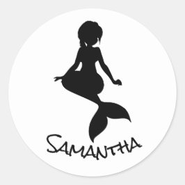 Fiesta de Sirena Pegatina redondo negro clásico