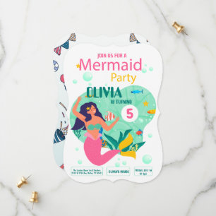 fiesta de sirena rosa Invitación de cumpleaños