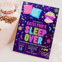 Fiesta de Sleepover Invitación de Sleepover Fiesta