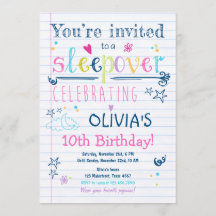 Fiesta de Sleepover Invitación  Pajamas Chica