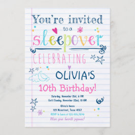 Fiesta de Sleepover Invitación  Pajamas Chica