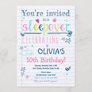 Fiesta de Sleepover Invitación  Pajamas Chica