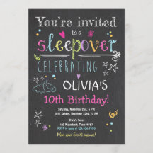 Fiesta de Sleepover Invitación  Pajamas Chica