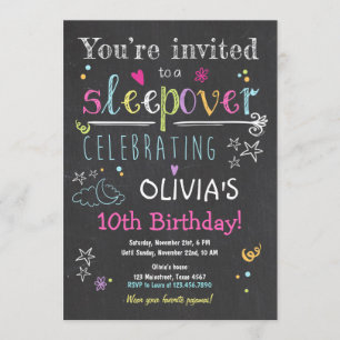 Fiesta de Sleepover Invitación  Pajamas Chica
